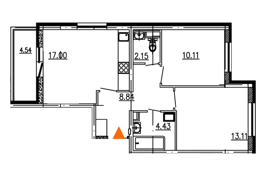 Двухкомнатная квартира в SetlCity: площадь 54.9 м2 , этаж: 1 – купить в Санкт-Петербурге